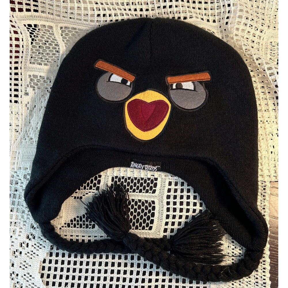 Angry Birds Brand Black Reversible Winter Trapper Hat Taboggan Video Geek